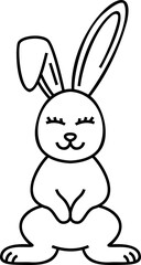 Wall Mural - Easter bunny line art illustration with black thin line.