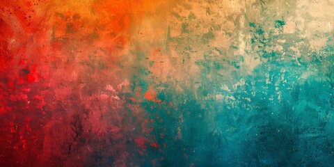  Grunge Background Texture in the Colors Coral Red, Turquoise and Sun Yellow created with Generative AI Technology