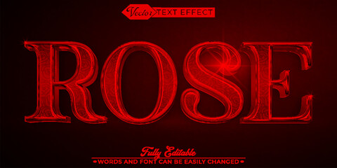 Sticker - Luxury Romantic Red Rose Vector Editable Text Effect Template