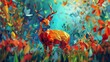 Colorful low poly background featuring geometric animals in vibrant ecosystem