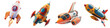 Toy Spaceship clipart collection, symbol, logos, icons isolated on transparent background