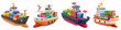 Toy Cargo Ship with Containers clipart collection, symbol, logos, icons isolated on transparent background