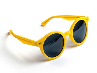 Fashionable Yellow Sunglasses for Sun Protection Isolated on White Background - Summer Accessories