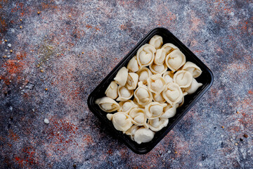 Wall Mural - Russian homemade meat dumplings pelmeni.