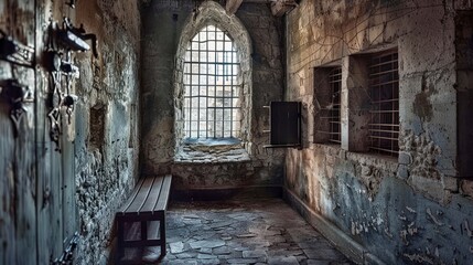 Wall Mural - inside a medieval prison cell