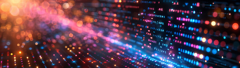 Abstract colorful fiber optic background with blurred light spots