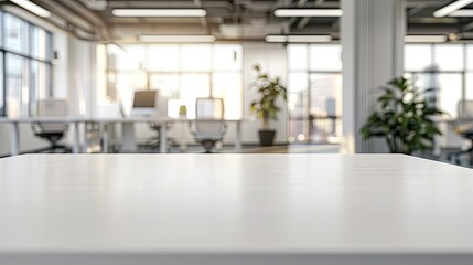 Empty office table with blur office on background