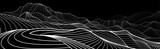 Fototapeta Abstrakcje - Abstract mountains outline illustration. Dark night landscape. Himalayas. Snow hills. White line on black background. Vector design art