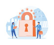General rules for data protection GDPR. The European Commission strengthens and unifies the protection of personal data. flat vector modern illustration