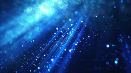 Poster -  Abstract dark blue digital background with sparkling blue light 