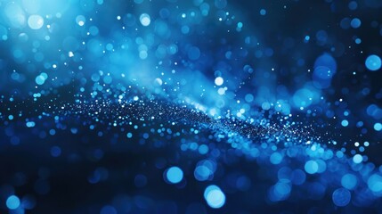 Leinwandbilder -  Abstract dark blue digital background with sparkling blue light 