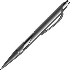 Poster - Ballpoint pen realistic mockup. Blank metal writing tool