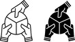 Responsibility icons. Black and White Vector Icons. Hands Taking Equal Parts. Social responsibility. Core Values Concept