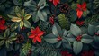 © venusvi - Christmas plants pattern wallpaper background