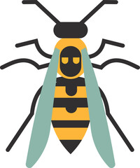 Poster - Wasp color icon. Striped yellow insect animal