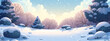 Winter night cartoon background