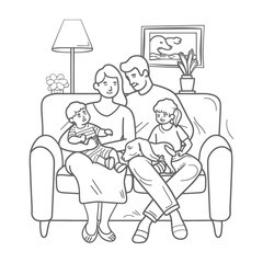  Outline illustration Celebration International Family Day family members in a positive vibes