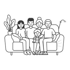 Outline illustration Celebration International Family Day family members in a positive vibes