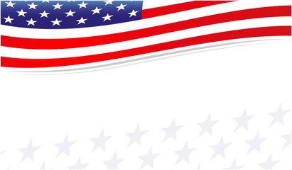 Wall Mural - United States flag  waving patriotic celebration banner with copy space for text vector design template.