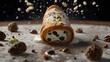  [cannoli] floating in the air, cinematic, food professional photography, 