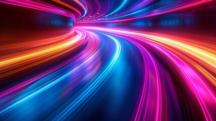 Wall Mural - Vibrant light trails creating a dynamic abstract