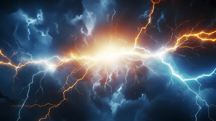 Wall Mural - Energy lightning collision powerful illustration explosion background