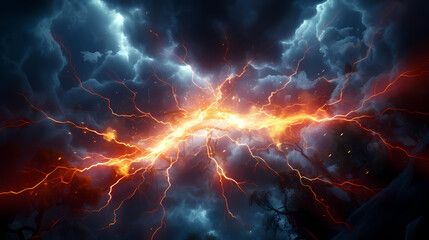 Wall Mural - Energy lightning collision powerful illustration explosion background