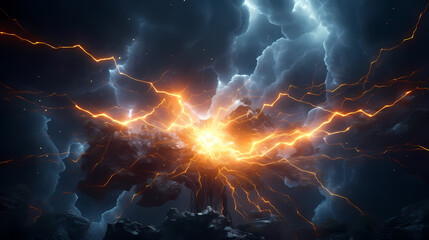 Wall Mural - Energy lightning collision powerful illustration explosion background
