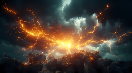 Wall Mural - Energy lightning collision powerful illustration explosion background