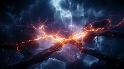 Wall Mural - Energy lightning collision powerful illustration explosion background