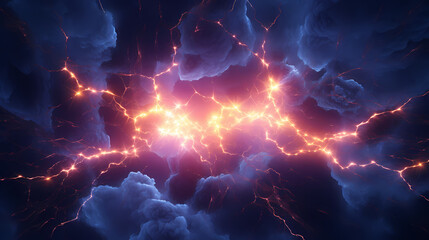 Wall Mural - Energy lightning collision powerful illustration explosion background