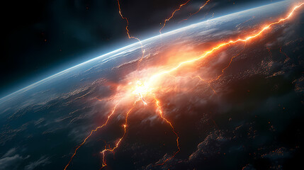 Wall Mural - Energy lightning collision powerful illustration explosion background