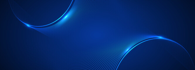 Wall Mural - Abstract blue modern background with smooth lines. Dynamic waves. vector illustration.