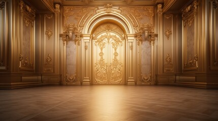 Wall Mural - Background of a golden door made of pure solid gold