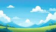 cartoon game background with bright blue sky
