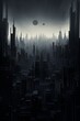 Black geometric shapes forming the skyline of a silent city AI generated illustration