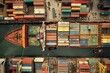 Cargo Ship Loading Containers Aerial Viewv