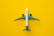 Bright Airplane Yellow Banner. Travel Vacation. Generate Ai