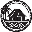 Indigenous Oasis Vector Icon of Straw Roof Hut Cultural Homestead Emblematic African Hut Logo Design
