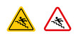 Caution stairway sign. stairs use caution vector symbol. slippery staircase attention sign.