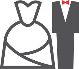 Sticker - Bride and groom icon. Wedding couple black symbol