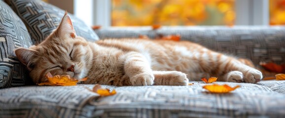 A contented Scottish Fold cat curled up in a sunbeam streaming through a window, with a view of rolling countryside outside, Wallpaper Pictures, Background Hd