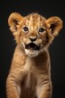 Minimalistic cute lion cub with a funny expression  AI generated illustration