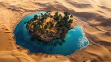 Aerial Image Of Tiny Oasis In The Middle Of Desert