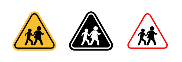 Wall Mural - School Zone Safety Sign. Children Crossing Caution and Warning Symbol.