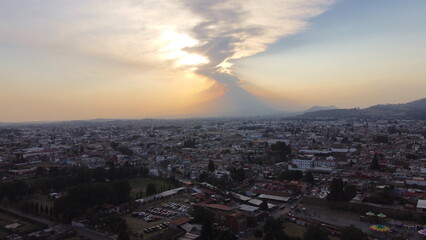 Wall Mural - DRONE PHOTOGRAPHY OF THE POPOCATEPETL VOLCANO IN ATLIXCO PUEBLA MEXICO