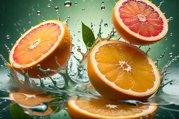 Wall Mural - Orange and grapefruit rings as background