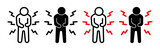 Fototapeta Londyn - Muscle and Stomach Pain Icons. Inflammation and Ache Vector Symbols