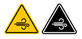 Fototapeta Londyn - High Wind Alert Sign. Caution for Strong Gusts. Yellow Triangle Wind Hazard Warning