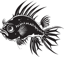 Sticker - Nefarious Navigator Sinuous Anglerfish Vector Design Haunting Hydra Malevolent Fish Logo Concept